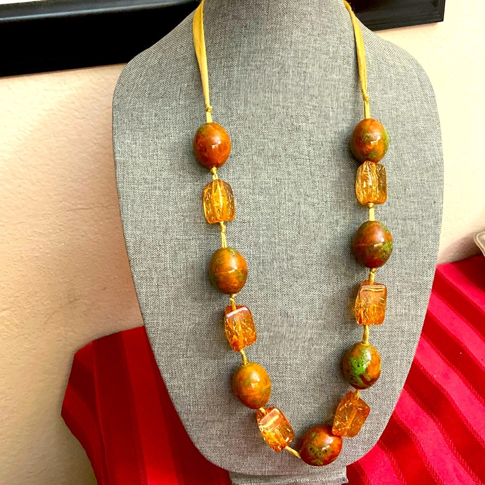 Vintage 90s Ceramic Glass & Lucite Statement Necklace by CHICO’s